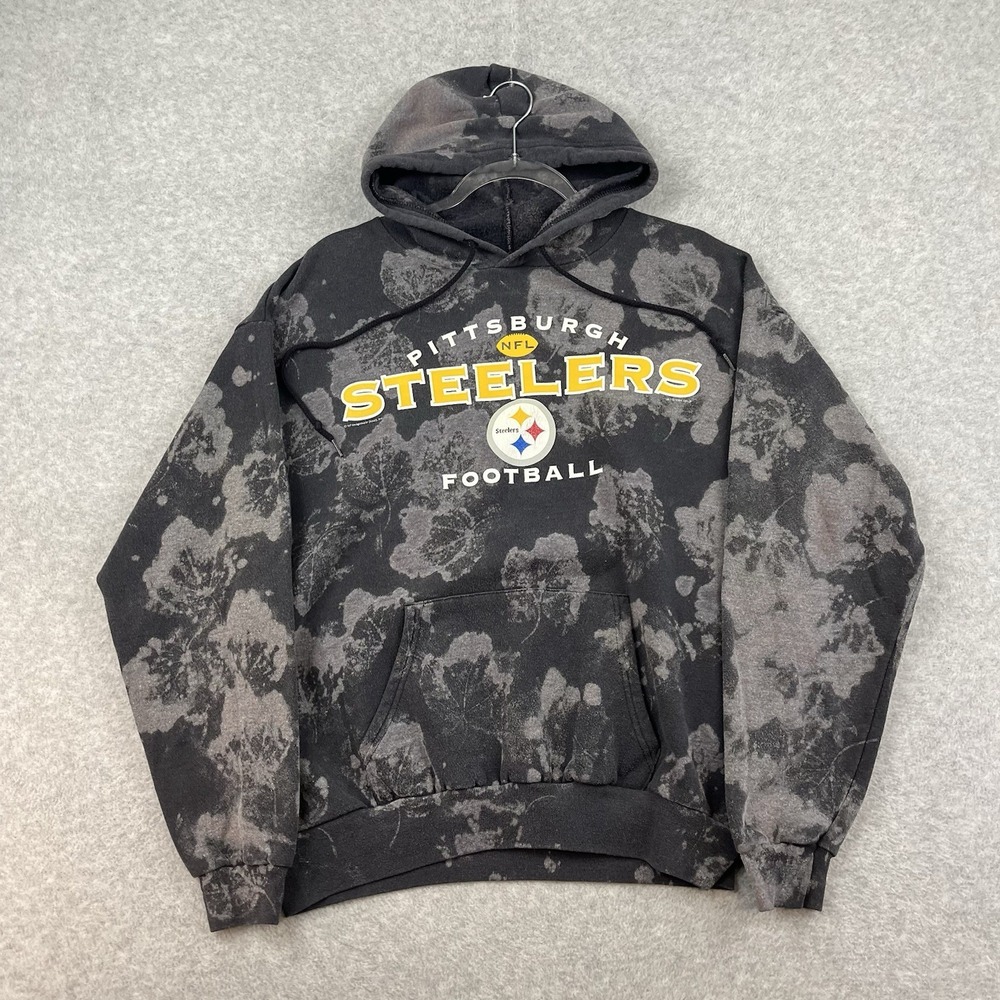 Vintage Pittsburgh Steelers Hoodie‎ Mens M Black Gray Tye Dye CSA Sweatshirt 90s